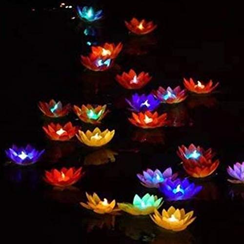 Uonlytech LED Flottante, Fleur de Lotus, Lumière de Bassin Souhaitant, Lumière de Piscine Lotus pour Bassin de Piscine (Rouge)