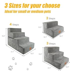 High-Density-Foam-Dog-Stairs-for-Small-Dogs-Extra-Wide-8-Pet-Steps-Stairs-for-Beds-Couch-Sofa-Non-Slip-Soft-Dog-Ramp-with-Portable-Handle-for-Cat-and-Doggy-Grey-2-Steps - Cucciolini Doodles High-Density-Foam-Dog-Stairs-for-Small-Dogs-Extra-Wide-8-Pet-Steps-Stairs-for-Beds-Couch-Sofa-Non-Slip-Soft-Dog-Ramp-with-Portable-Handle-for-Cat-and-Doggy-Grey-2-Steps