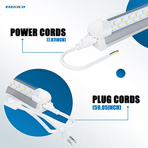 Elekico 8Ft Led Shop Light, Super Bright 100W Shop Lights, 15000Lm 5000K 8 Foot Led Lights, Linkable 96" Led Shop Lights Lighting For Garage With Plug, V Shape T8 8' Led Light Fixtures 10 Pack #TOP3