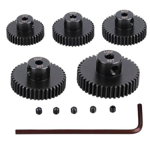 JIECHUN Metal Steel 48P Pinion Gear 38T 39T 40T 41T 42T 3.175mm Shaft Motor Gears Set with Hex Key for 1/10 RC Brushless Brush Motor RC Upgrade Part