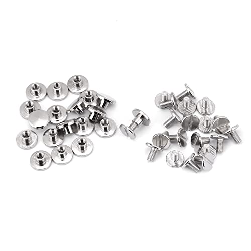 Lawn Chair Rivets for Webbing,20Pcs Set Brass Threaded, Head Nut Nail Rivets Screws Leather Chicago Screws,Brass Rivets Flat Metal Leather Rivet Craft Repair Supplies 8mm (5mm)