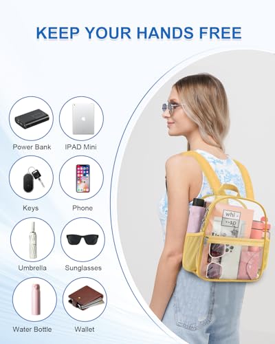 Image of Clear Backpack for Stadium Events, 12x12x6 Small Clear Plastic bag with Reinforced Straps for Game Security Festival Concert