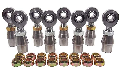 QSC 1/2 X 5/8-18 Chromoly 4-Link Rod End Kit with 1/2 Steel Cone Spacers & Bungs .120 Wall, Rod End, Heim Joint