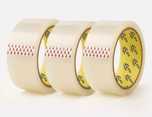 Image of D-fix Self Adhesive Transparent Cello Tape - 65Meters in Length - 48mm / 2 inch Width - 3 Roll Per Pack - BOPP Industrial Packaging Tape for E-Commerce Box Packing, Office and Home use
