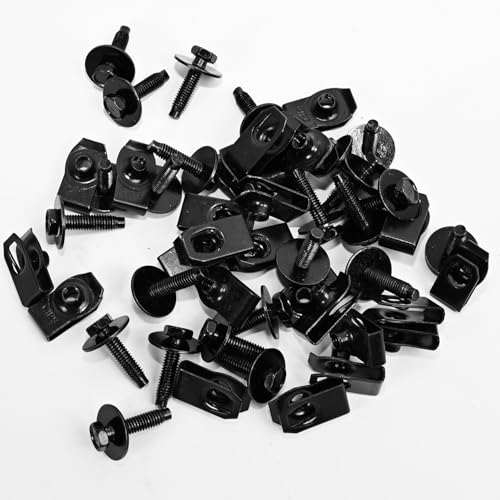 Image of 50Pack M6-1.0 U Clips Automotive Kit with Speed Nuts and Screw Clips | Universal Fender Liner Hex Head Screws for Engine Splash Shield