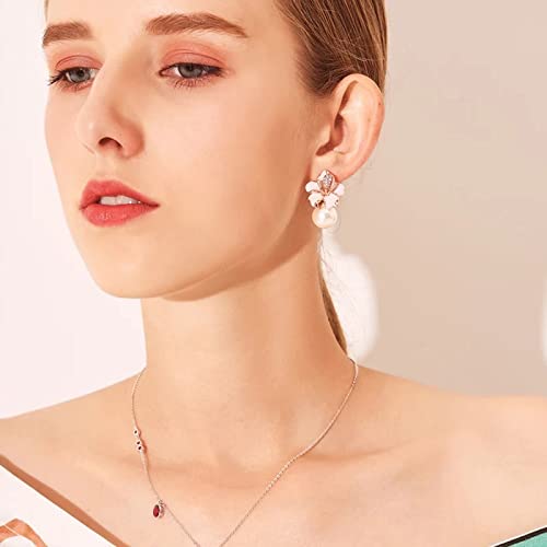Crystal Pearl Plated Stud Earrings