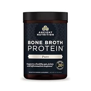 Ancient Nutrition Protein Powder Made from Real Bone Broth, Unflavored, 20g Protein Per Serving, 20 Serving Tub, Gluten Free Hydrolyzed Collagen Peptides Supplement