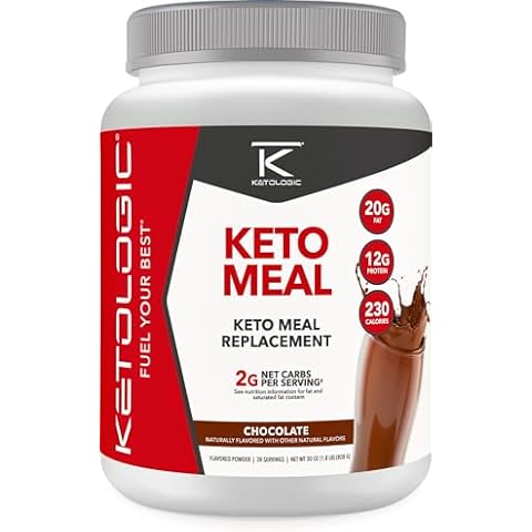 KetoLogic Keto Meal Replacement Shake Powder for Optimal Results + MCT Oil + Grass-Fed Whey - Perfectly Formulated Macros for Ketosis - 20 Servings - Chocolate Cover