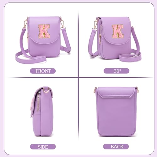 Image of Viverte Crossbody Purse for Teen Girls Small Initial Cell Phone Toddler Purse Leather Triple Compartment Crossbody Bags