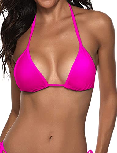 Image of Suvimuga Women's Triangle Bikini Top Push up Padded Halter String Bathing Suits Top