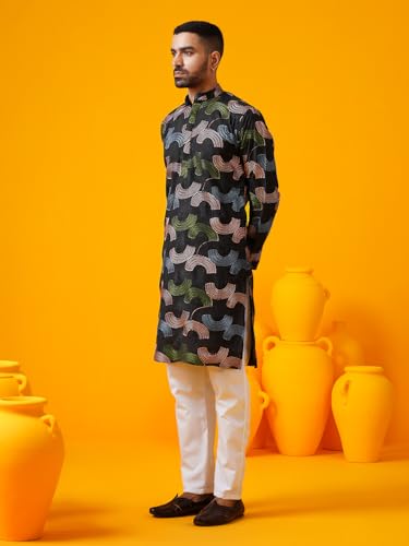 Sojanya (Since 1958 Men'S Cotton Silk Multi Thread Embroidered Long Kurta3