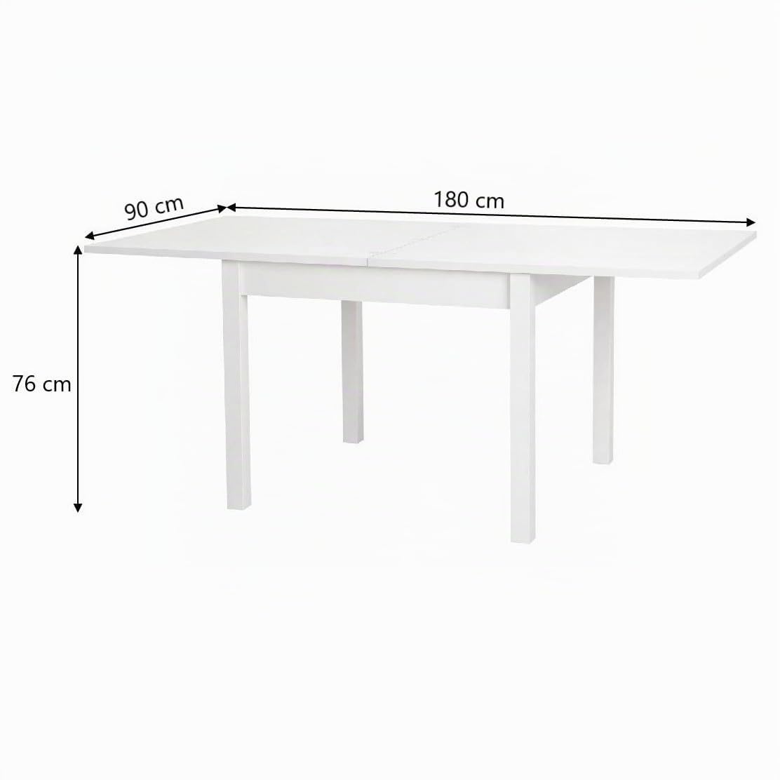 Linea Azzurra Tavolo da Pranzo Modello Firenze in Legno 90x90cm Made in Italy Bianco Frasinato Allungabile Moderno per Cucina, Soggiorno, Salotto Moderno