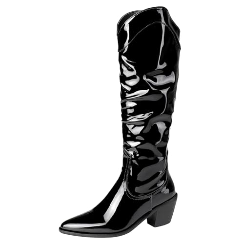 Bottes Western Femme Confort à Talon Bloc et Bout Pointu Chic
