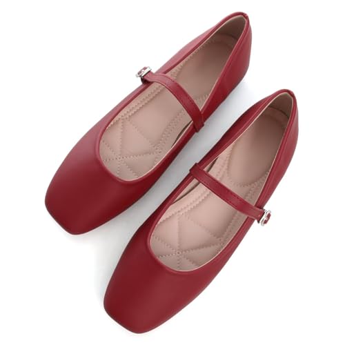 Image of LUXINYU Women's Slip on Flats,Classy Round Toe Solid Classic Mary Jane Ballet Dance Shoes Soft Comfortable PU Flat Shoes
