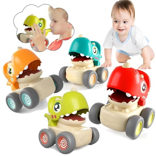 Image of ToyBharat Press n go Dino Cars with Whistle Music for Toddlers, Friction-Powered Dino Cars, Mini Press & Go Vehicles, Montessori Educational Toy for Boys & Girls