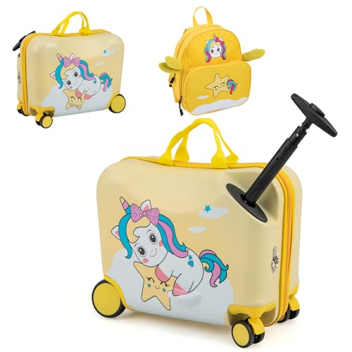 GOPLUS Valise Enfant Fille Garçon, Valise Enfant à Roulettes 18