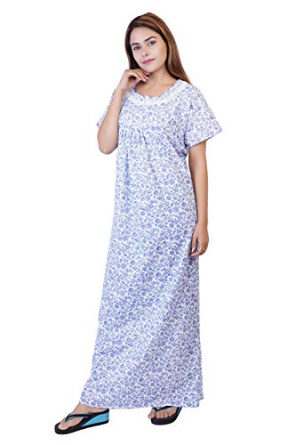 Image of Women's Cotton Block Print Knee Length Nighty