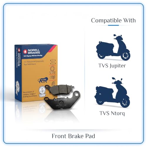 Image of NORELL 8906219820779 Front Disc Brake Pad Set (01 Set) Compatible with TVS Jupiter & TVS Ntorq | Premium Front Brake Pads Replacement | High Performance Disc Brake Pad Set
