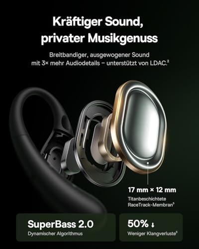 Baseus Eli Sport2 Open Ear Kopfhörer, Open Ear Headphones Sport mit S-Komfortkurve, 45H Playtime, SuperBass 2.0, IPX7, Bluetooth 6.0, 4-Mic KI-klare Anrufe, Sportkopfhörer für Fitness Laufen – Bild 4