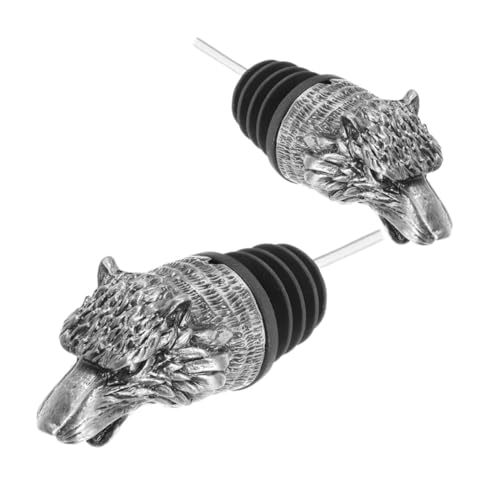CIYODO 2Pcs Wolf Head Wine Aerator Pourer Zinc Alloy Bottle Topper Unique Antique Finish Wine Preservation Tool for Home Bar and Liquor Bottles