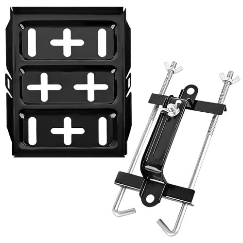 ZNDAW Battery Hold Down Tray Kit, Corrosion-Resistant Metal Storage Battery Holder with J Bolt, Adjustable Bracket Clamp Holds Batteries to Stop Movement for Boat Car Marine (11×7.8 inches)