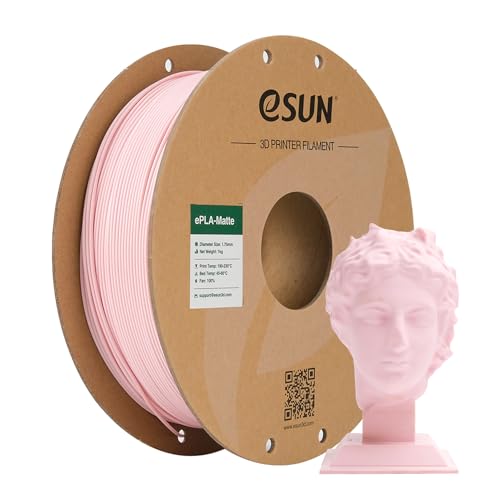 Image of eSUN Matte PLA Filament 1.75mm, Matte 3D Printer PLA Filament, 1KG Spool 3D Printing Filament for 3D Printers, Paper Reel, Peach Pink