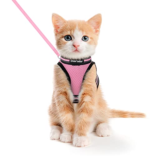 Dooradar Cat Harness and Leash, Adjustable Step-in Escape Proof Kitten Harness with Reflective Strip, Soft Breathable…