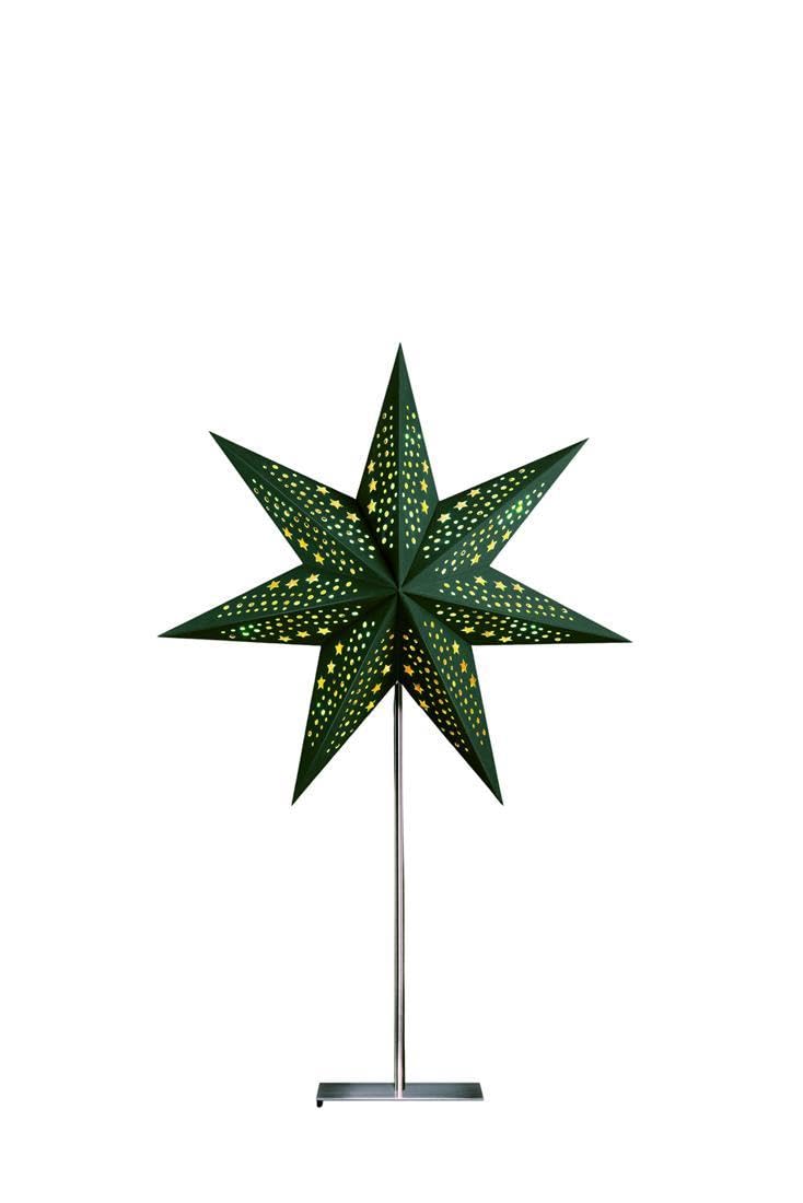 ZICOM Dekostern Weihnachtsstern Papierstern samt, grün 45cm mit Ständer für Weihnachten, Hochzeiten, Party, Dekoration, Geschenkidee, 230V 50Hz, E14 Fassung mit Euro-Flachstecker