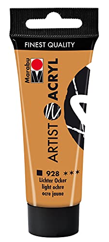 Marabu 12200055928 Artist - Luces acrílicas ocre 928, 22 ml, pintura acrílica fina en calidad de artista, a base de agua, consistencia pastosa, alta pigmentación, muy buen brillo y opacidad