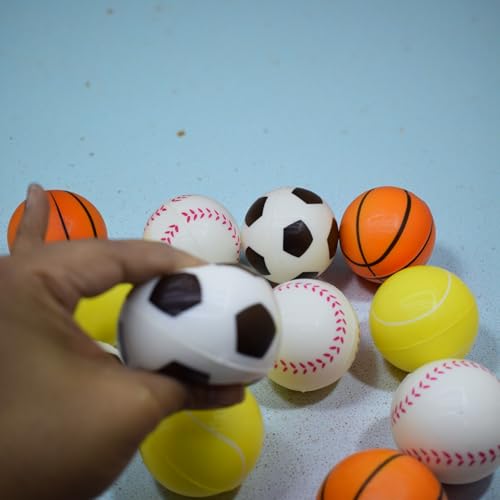 Image of Asera 12 Pcs Soft Foam Sponge Sports Balls Set for Kids, Lightweight Football Basketball Baseball Tennis Balls, Birthday Return Gifts, Indoor Outdoor Play