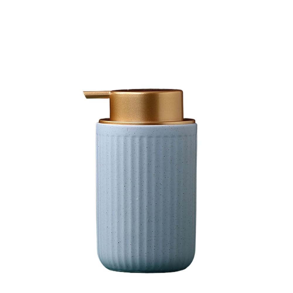 VONCYKI Bathroom Emulsion Bottles, Ceramic Soap Dispenser, Shampoo Bottle, Home Hotel Hair Conditioner Empty Refill Sub-Bottle, 400ml travel bottles for toiletries (3pcs blue 2)
