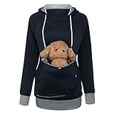 chihuahua pullover damen  Damen Kapuzenpullover mit Katzen,Hund Tasche Hundetasche Katze Sweatshirt Pullover Pulli Hoodie Kapuze Katzenpulli Beutel Langarm Herbst Winter Samt Schöne Oberteile URIBAKY