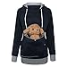 Damen Kapuzenpullover mit Katzen,Hund Tasche Hundetasche Katze Sweatshirt Pullover Pulli Hoodie Kapuze Katzenpulli Beutel Langarm Herbst Winter Samt Schöne Oberteile URIBAKY