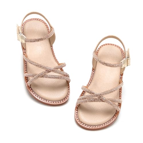 Image of PHIRAMIN Toddler Flower Girl Sandals - Girl Dress Shoes Toddler Little Kid Wedding Party