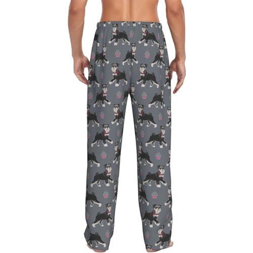 Cute Dog Of Schnauzer Animal Pattern Men's Pajama Pants Sleepwear Bottom Long Sleeve Sleep & Lounge Pants With Pocket3
