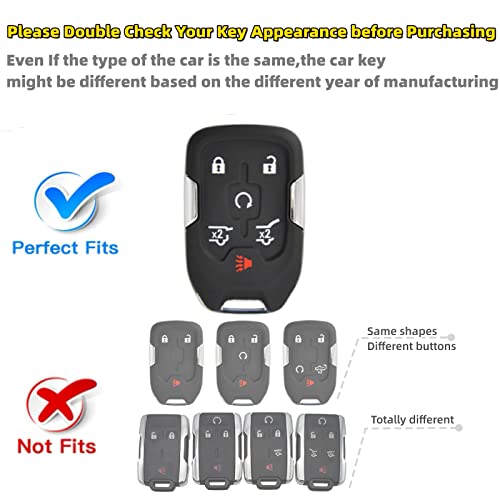 Key Fob Case Fit For Chevy Chevrolet Suburban Tahoe Gmc Terrain Yukon Xl Smart 6 Buttons Soft Tpu Full Cover Remote Protector Bling Key Chain Bracelet Silicone Portable Car Keys Tassel Chains #TOP1