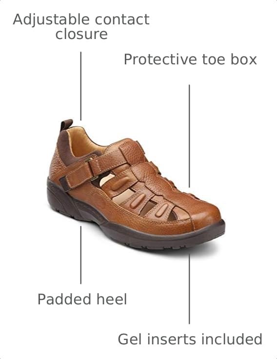 Image of Dr. Comfort Fisherman Men's Therapeutic Diabetic Extra Depth Sandal: Chestnut 7.5 X-Wide (3E /4E)