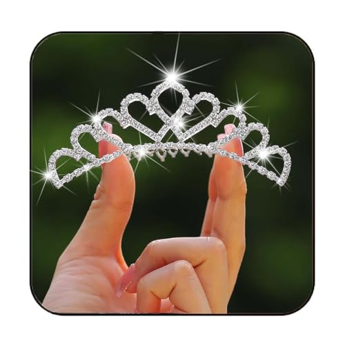 Yean Rhinestone Tiara Comb Silver Crystal Mini Crown Hair Comb Princess Hair Accessoriess Decorations For Women cover