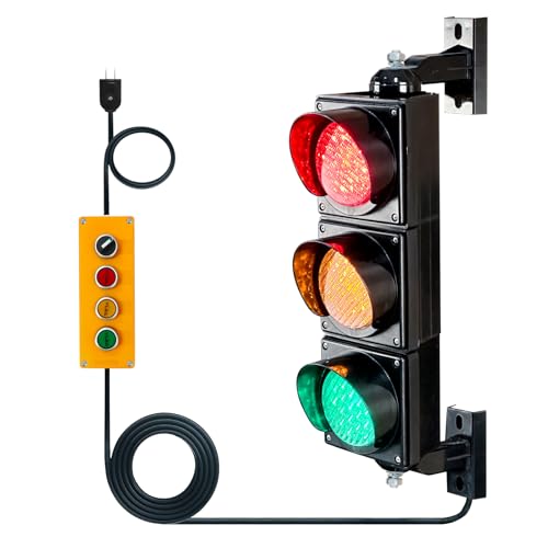 100mm(4inch) LED Traffic Light 3 Color Stop Go Light with Button Control