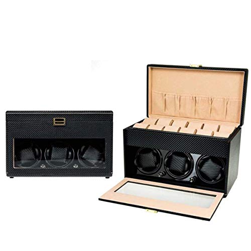 OOMRNV Caja De Almacenamiento Y Enrollador De Relojes Caja De Almacenamiento Y Enrollado De 3 Relojes Automáticos Y Espacio para 12 Relojes Caja De Almacenamiento D,C-A