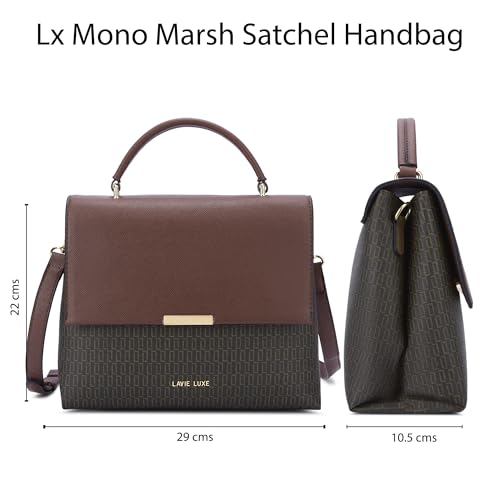 Image of Lavie Luxe Women's Mono Marsh Satchel Bag for Women | Satchel Handbag for Work | Ladies purse | Stylish Shoulder Bag | Gift for Women