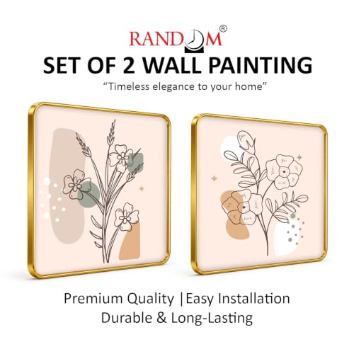Image of RANDOM Premium Square Wall Painting Set of 2, 38 x 38 cm (Square Painting Flower)