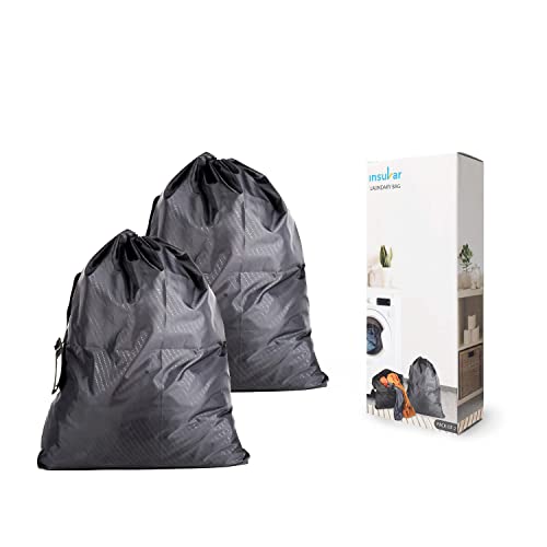 Image of Insular Strong Waterproof Laundry Bag With Locking Drawstring Closure | Machine Washable Collapsible For Laundry Hamper | Fits Laundry Baskets (Black, 25X30 inches, Pack of 2)