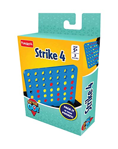 Funskool Games - Travel Strike 4, Classic Board Game, Get 4 in a Row, Disc Dropping Game, Portable Classic Travel Games, 2 Players, 6 & Above, Multicolor