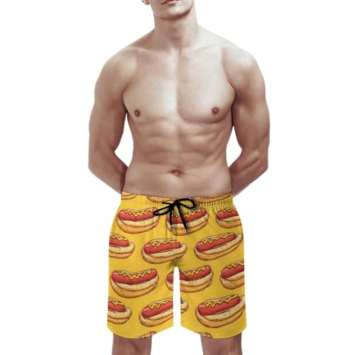 Hawaiian Shorts for Men - Sausage Hot Dog Print Quick Dry Mens Swim Trunks Bathing Suits with Mesh Lining2