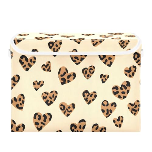 Boîtes de rangement pliables avec couvercle motif léopard pour placard