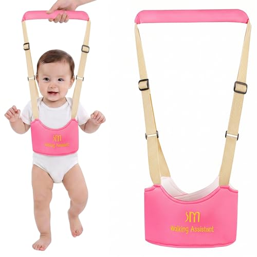 WUMZIRA Arnes Bebe para Caminar, Arnés de Seguridad Ajustable y Transpirable para Primeros Pasos, Asistente de Caminata Infantil con Hebilla de Seguridad para Bebés de 7-24 Meses, Rosa