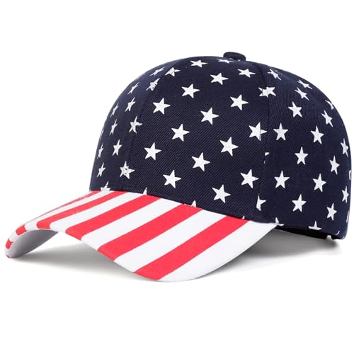 Image of IZUS Men's USA-Flag-Embroidered Baseball-Cap Washed-Cotton Dad-Tracker-Hat American-Independence-Day