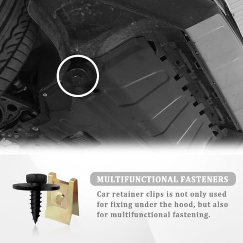 Image of 100PCS Car Clips Fasten Undertray Engine Splash Shield Guard Bumper Clips,Include U Clip,Screw Clips Metal Fasteners,Bolts Car Retainer Clips,Universal Automotive Push Fasteners Kit