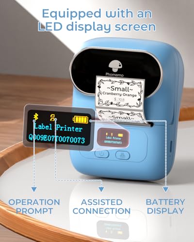 Phomemo Label Maker with 3 Labels- M110 Portable Bluetooth Label Maker Machine for Small Business, Barcode, Address, Logo, Clothing, Jerwery, Compatible with iOS & Android, Blue